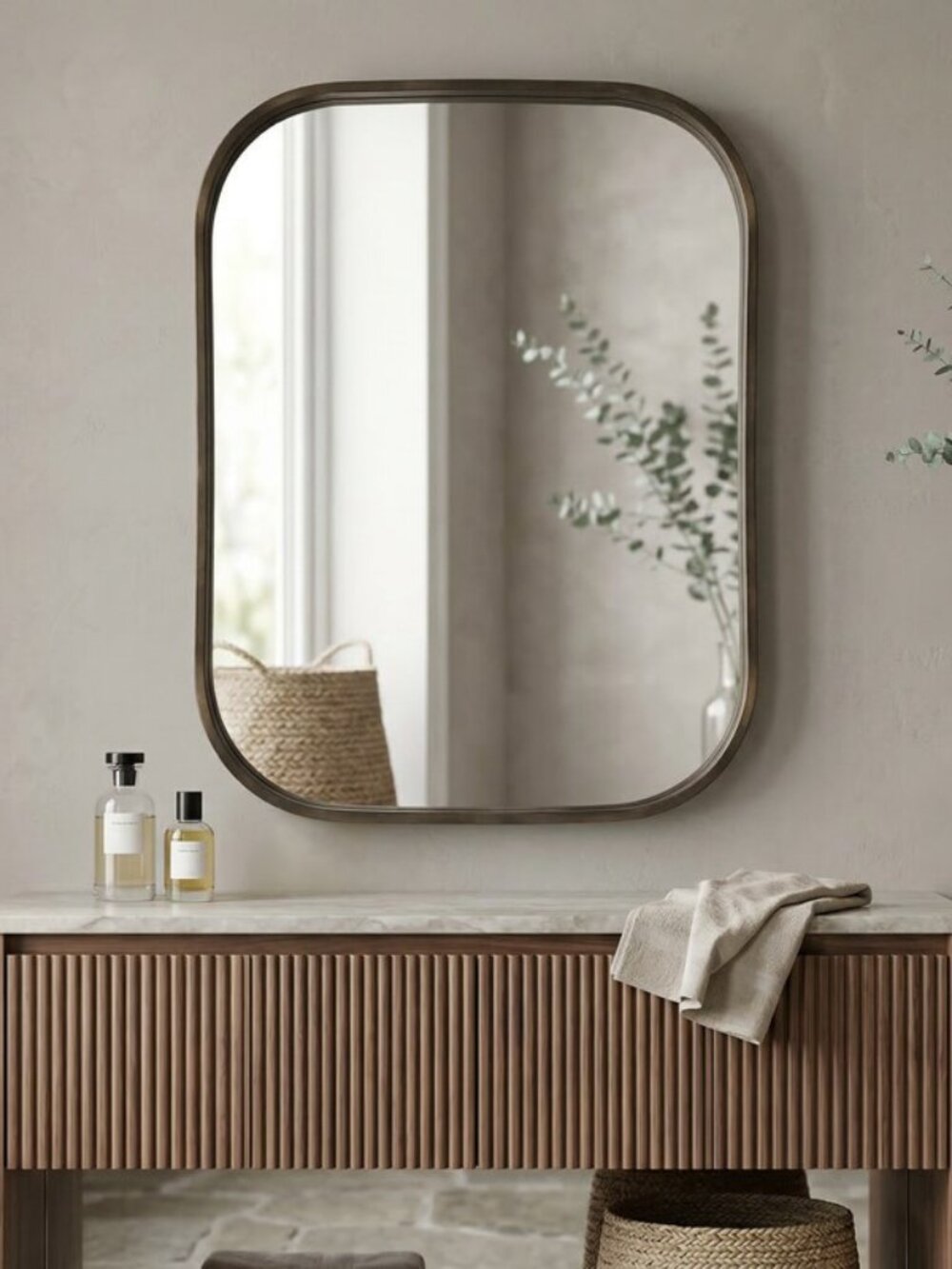Home Decorators Collection Medium Rectangle Dark Bronze Modern Mirror With Deep-